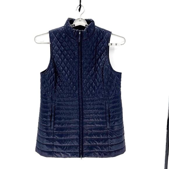 Talbots Jackets & Blazers - Talbots Long Quilted PrimaLoft Puffer Vest navy blue size XL Petite minimalist
